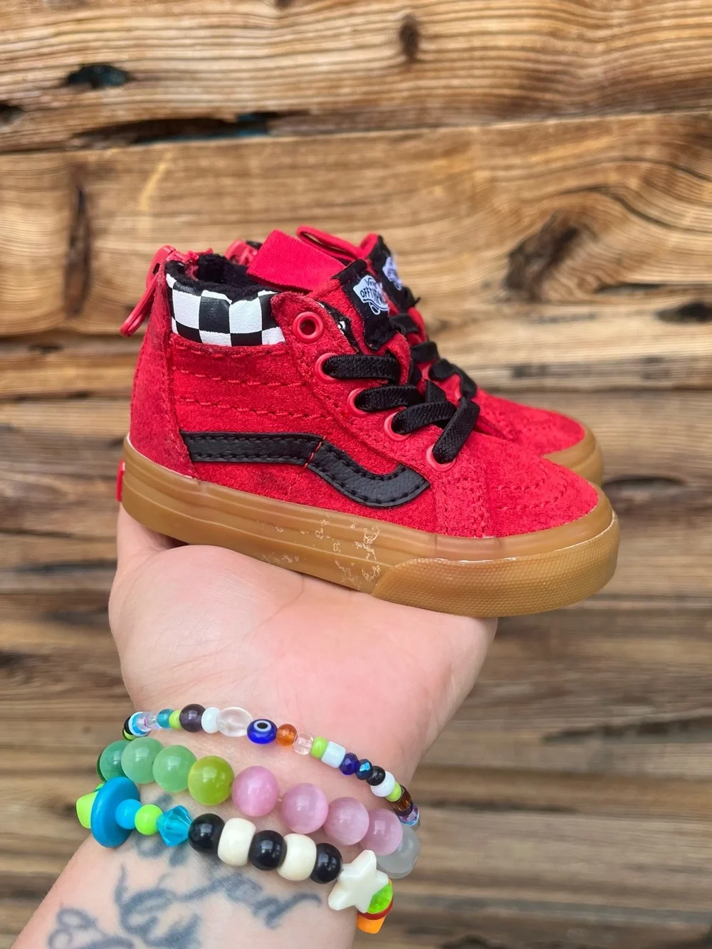 VANS | Toddler Infant Red Checker High-Top Kids Sneakers 4